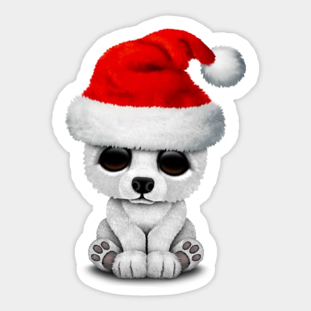 Baby Polar Bear Wearing a Santa Hat Sticker by jeffbartels